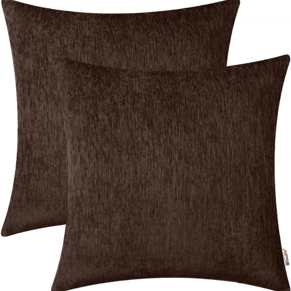 New Set of 2 Black Chenille Throw Pillow Covers 18x18” - Picture 2 of 7